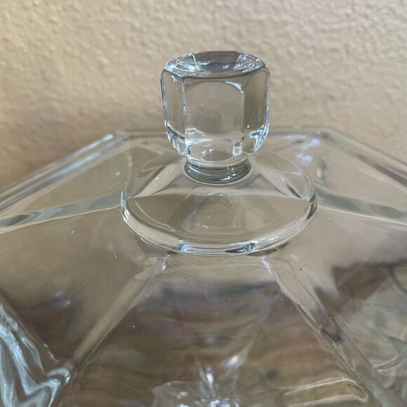 Vintage Pressed Glass Hexagon Shaped Candy Dish with Lid - Picture 15 of 15